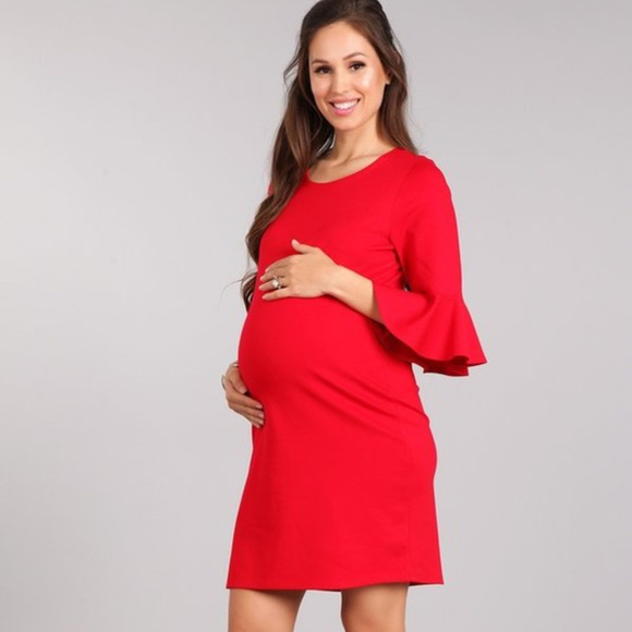 Chris & Carol Dresses & Skirts - 🌺HOST PICK🌺 Red Knit Maternity Dress- ONE LEFT